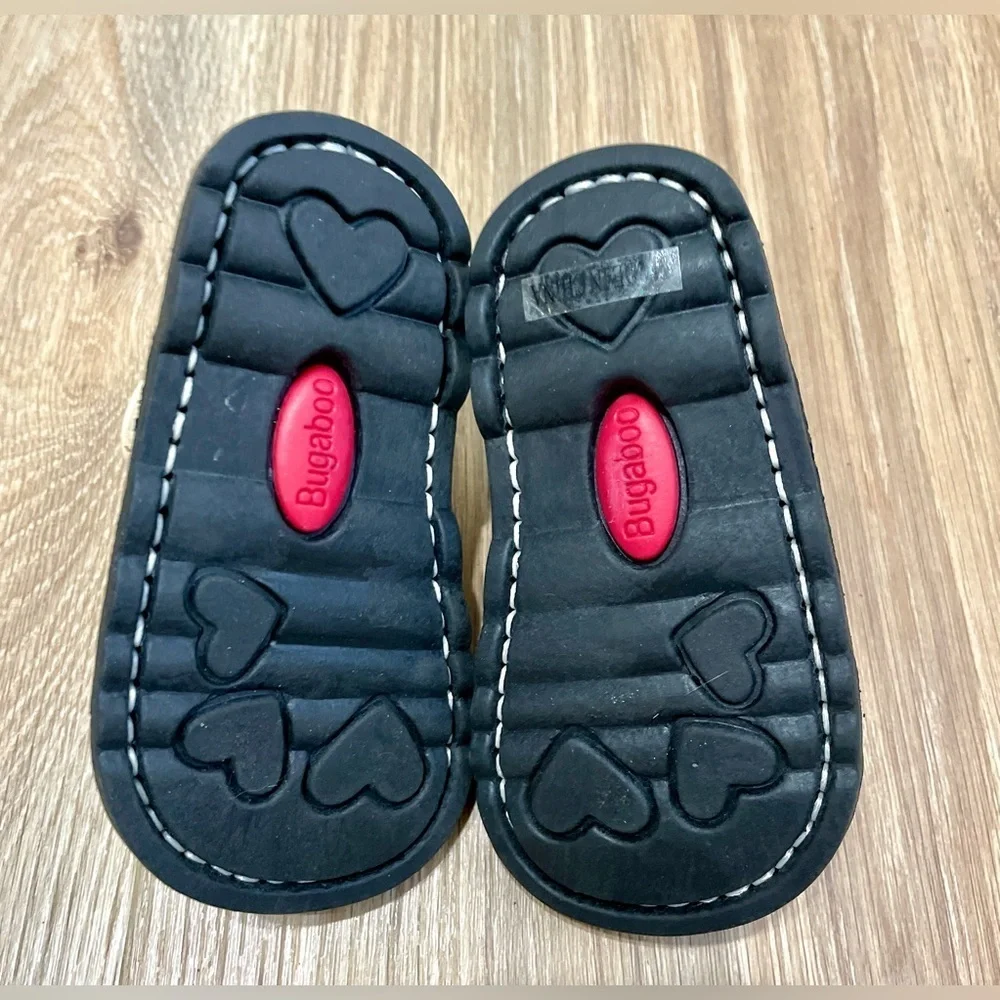 Bugaboo Toddler Leather Hook & Loop Shoes Tan Black Size 6